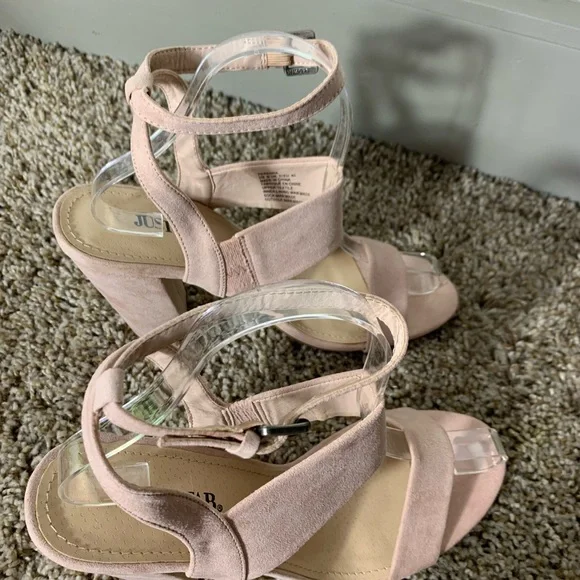 JustFab Perenna Heeled Sandal Pink Suede Chunky Heel size 9 - Picture 10 of 14